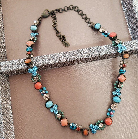 Sorrelli Turquoise Coral Crystal Necklace - Picture 6 of 9